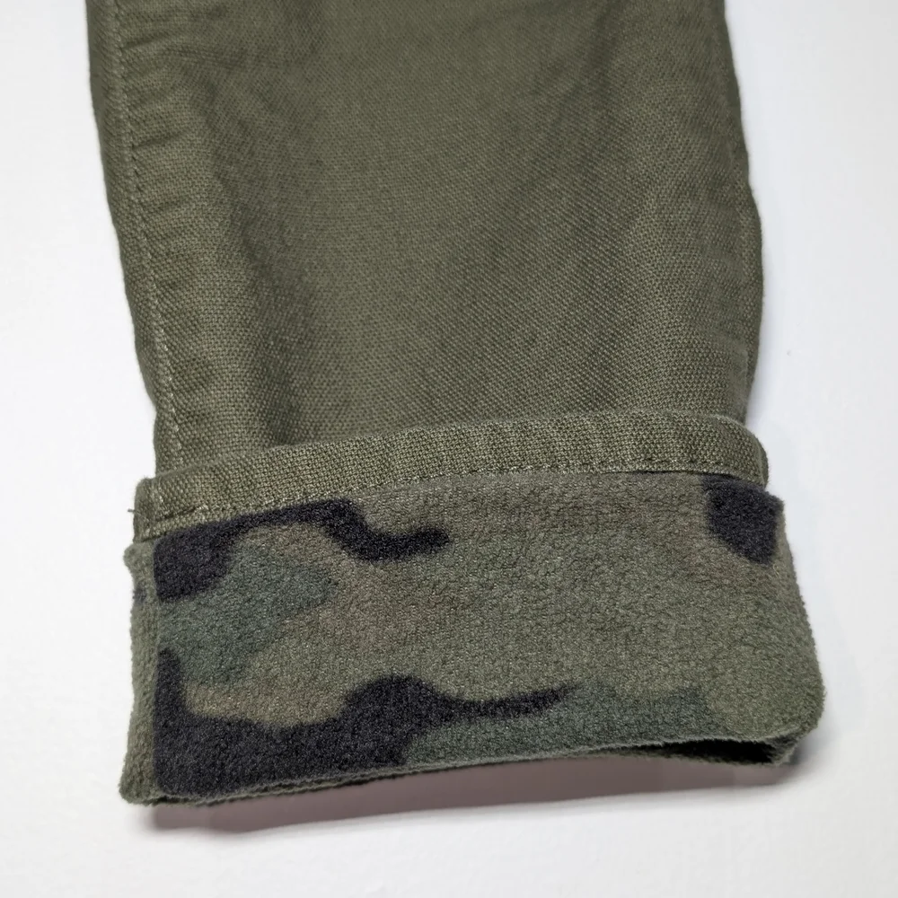 Gap Kids Boys 12 Slim Fit Jeans Green Camo Fleece Lined Cotton Pants